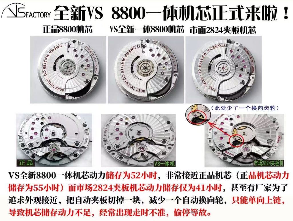 VS厂丹东8800机芯全面评测：对比老款2824夹板机芯，究竟升级了什么？
